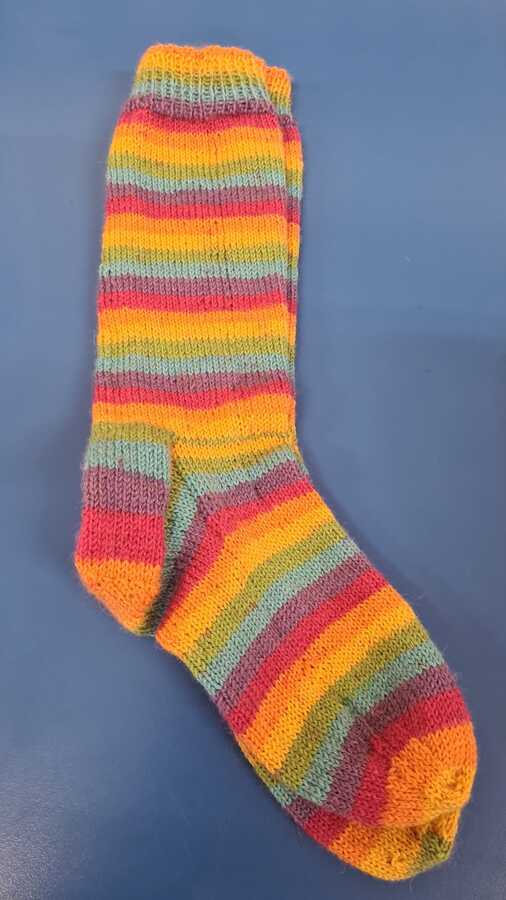 Sandras first pair of socks- well done